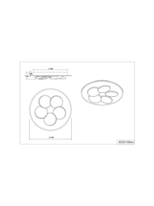Trio Lighting Πλαφονιέρα Οροφής 49εκ. Γκρι με Ενσωματωμένο LED και Τηλεχειριστήριο
