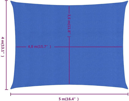 vidaXL Rechteckig Sonnensegel Blau 4x5m