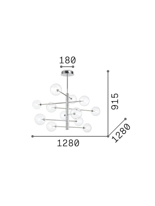Ideal Lux Equinoxe Κρεμαστό Φωτιστικό Ασημί για 12 Λαμπτήρες G4