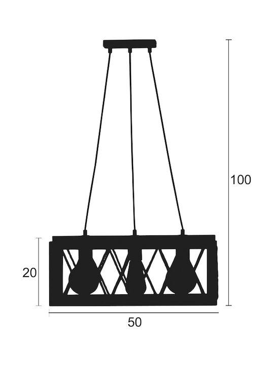 ArkoLight Pendant Light Black with Rope for Socket E27 50x20cm