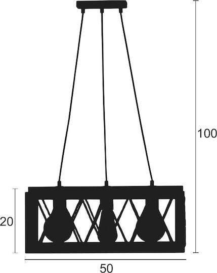 ArkoLight Pendant Light Black with Rope for Socket E27 50x20cm