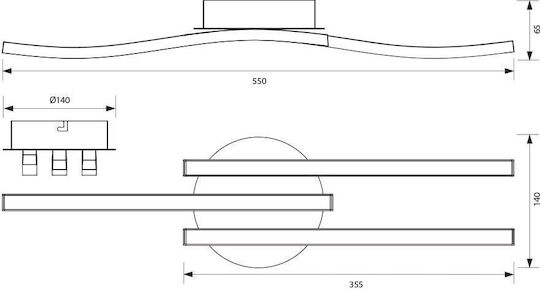 Vivalux Deckenleuchte 55cm Schwarz mit Integrierter LED