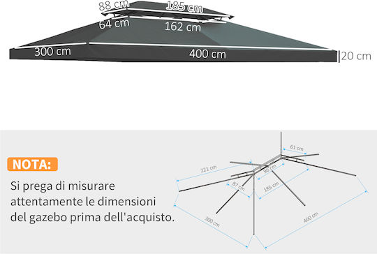 Outsunny Κάλυμμα για Κιόσκι Γκρι 3x4m