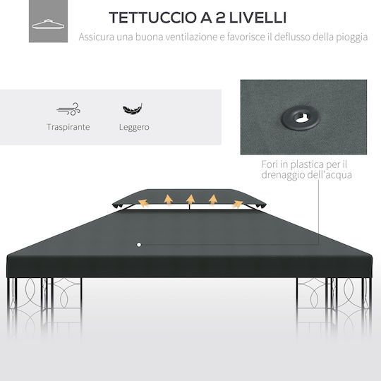 Outsunny Κάλυμμα για Κιόσκι Γκρι 3x4m