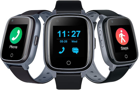 Wonlex D32S Smartwatch με SIM και Παλμογράφο (Μαύρη Κάσα / Μαύρο Λουρί Σιλικόνης)