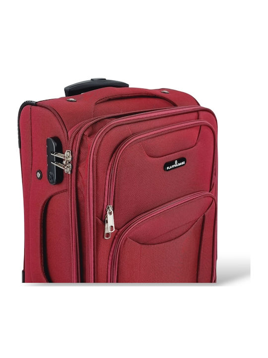 Playbags Βαλίτσα Ταξιδίου Καμπίνας Υφασμάτινη Μπορντό με 4 Ρόδες Ύψους 56εκ.