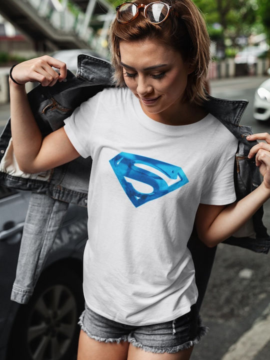 Superman Blaues Logo Weißes T-Shirt