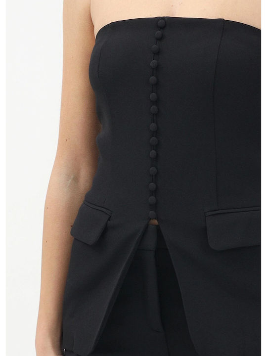 Life Damen Bluse Trägerlos Black