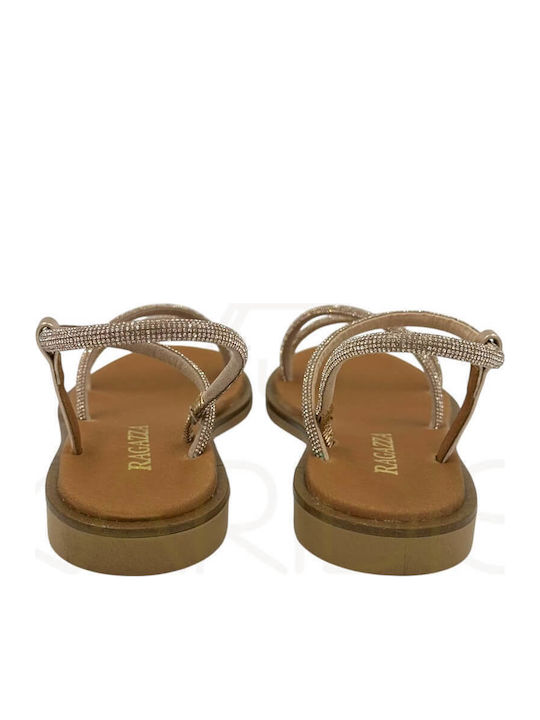 Sandale Casual Damă Din Piele Aurii
