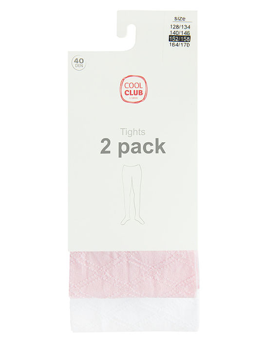 Cool Club Set Kids Tights Pink and White