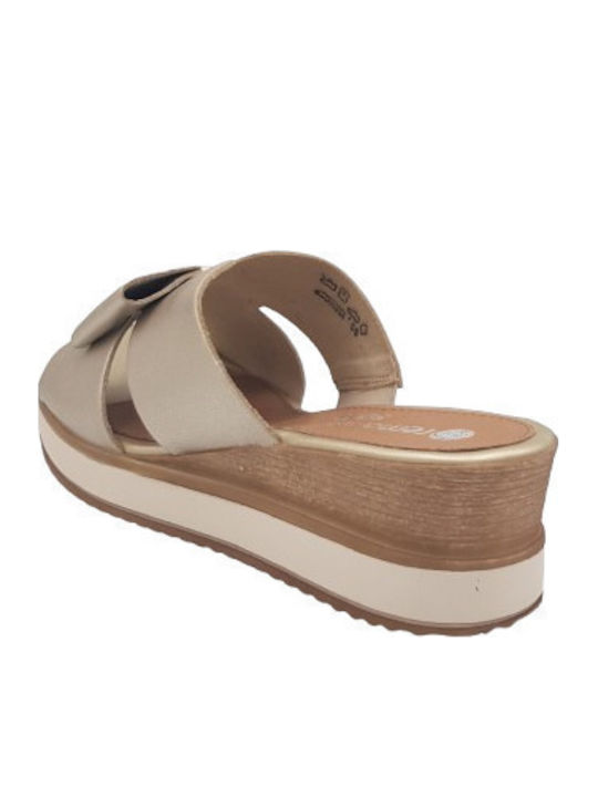 Platforme dama Anatomic în Tip Pantofle Culoare Auriu