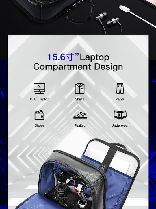 Bopai Αδιάβροχη Τσάντα Πλάτης για Laptop 15.6" σε Μαύρο χρώμα 61-128221