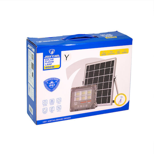 Jortan Στεγανός Ηλιακός Προβολέας LED 400W Ψυχρό Λευκό 6500K με Τηλεχειριστήριο IP66