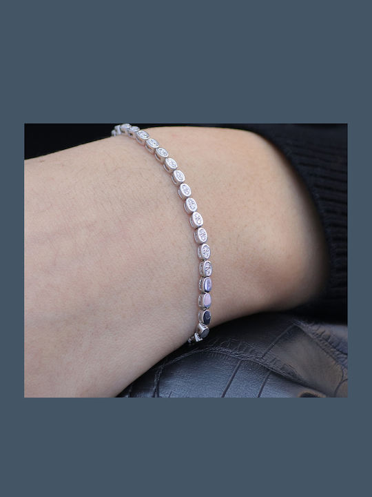 Women's Riviera Bracelet in White Gold 18K with Diamond 18cm