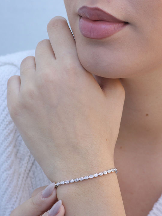 Women's Riviera Bracelet in White Gold 18K with Diamond 18cm