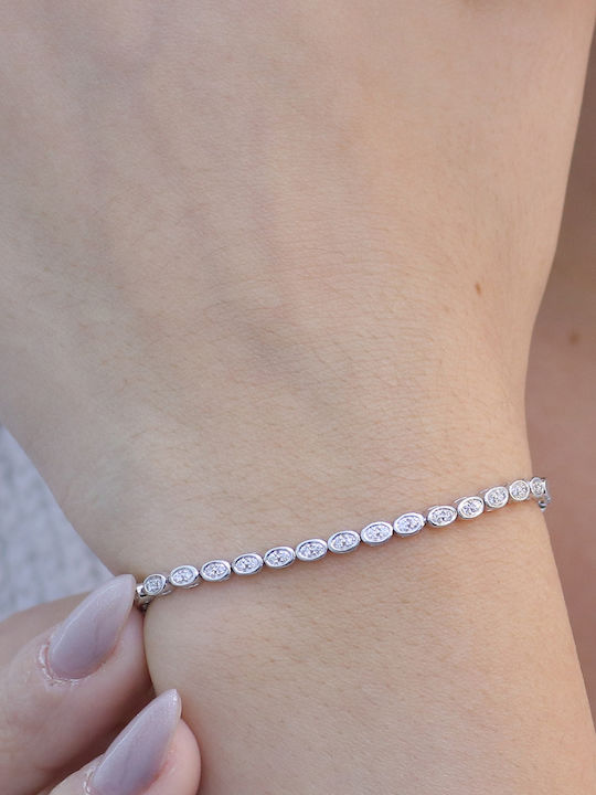 Women's Riviera Bracelet in White Gold 18K with Diamond 18cm
