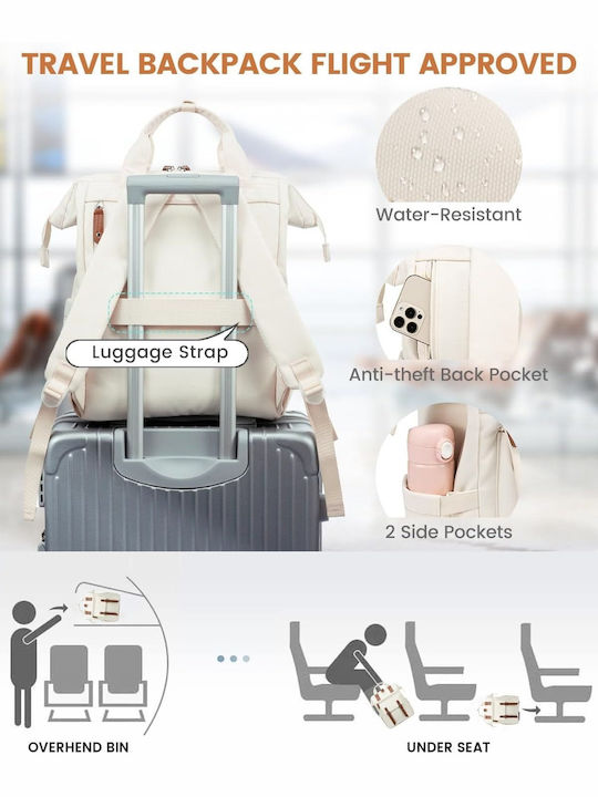 Lovevook Wasserdicht Tasche Rucksack für Laptop 15.6" beige WB1930