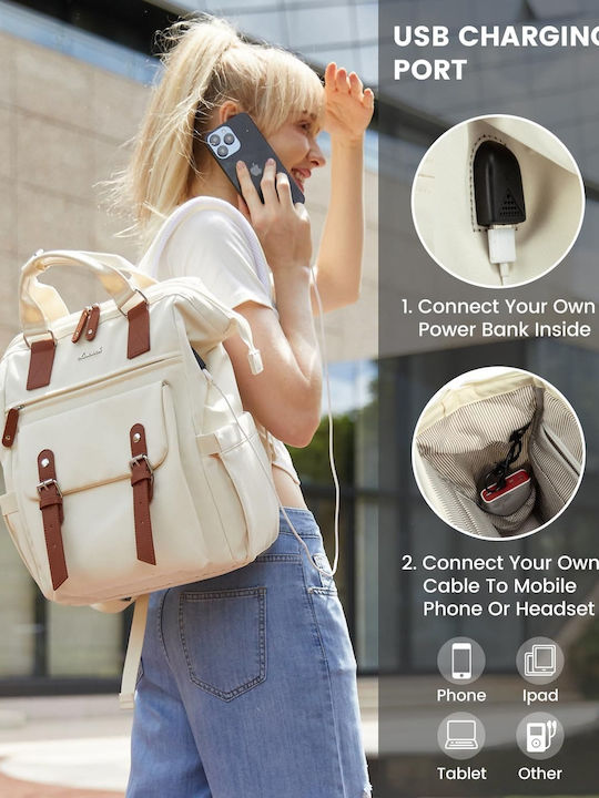Lovevook Wasserdicht Tasche Rucksack für Laptop 15.6" beige WB1930