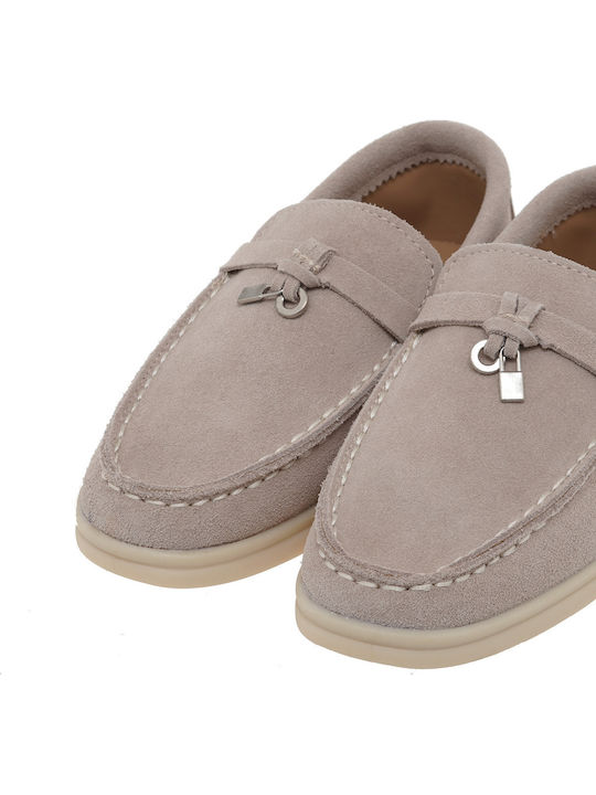 Suede Moccasins Beige