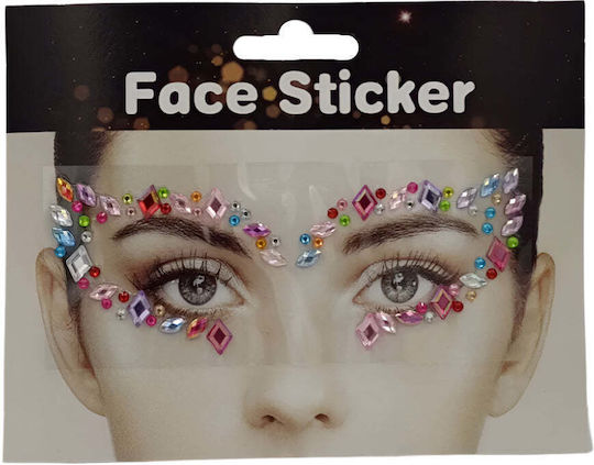 Autocolante decorative cu pietre pentru față, 6 modele, 1 bucată
