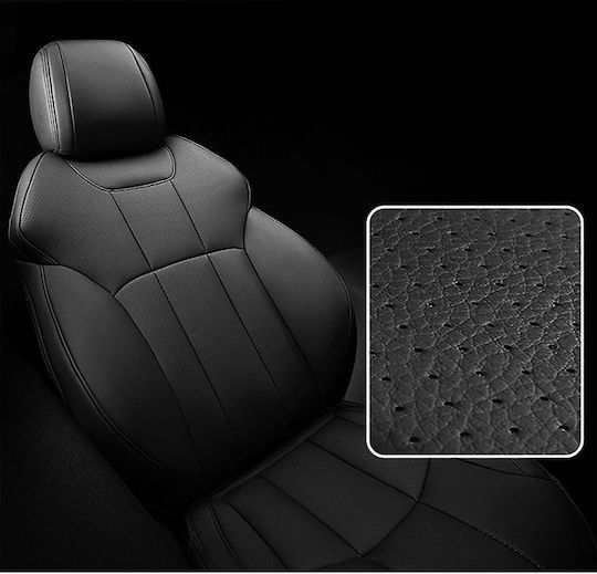 Set Autositzbezüge Leder Schwarz