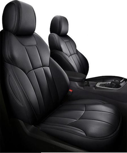 Set Autositzbezüge Leder Schwarz