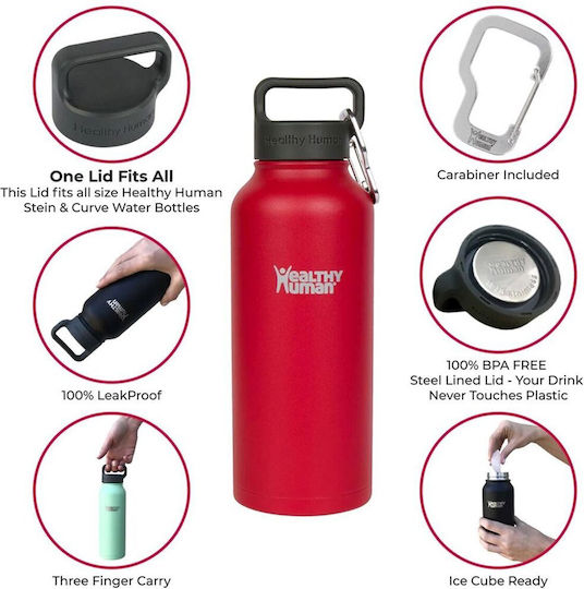 Healthy Human Stein Μπουκάλι Θερμός Ανοξείδωτο BPA Free 621ml RED HOT