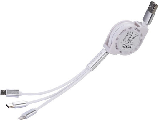 Tekmee Retractable USB to Lightning / Type-C / micro USB Cable