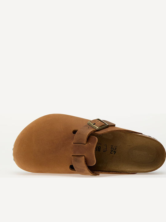 Boston Men's Leather Slippers Beige