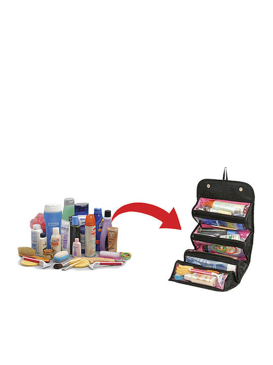 Geantă Organizator Parfum Cosmetic Tecos Ideală pentru Călătorii Denim Negru 4 Compartimente Negru