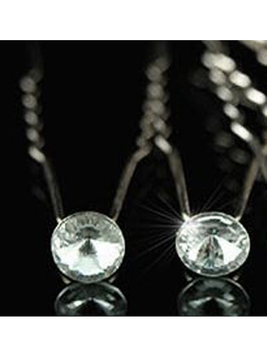 Set of 6 Hairpin Pins Silver White Swarovski Crystals Solitaire ''syra'' Pin Length 7 cm Crystal Diameter 0.9 cm