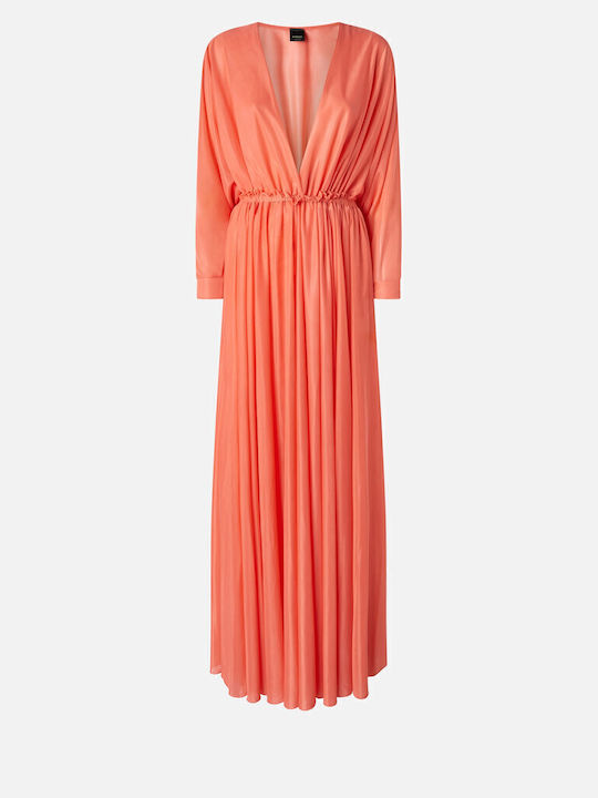 Summer Maxi Dress for Wedding / Baptism Draped Coral