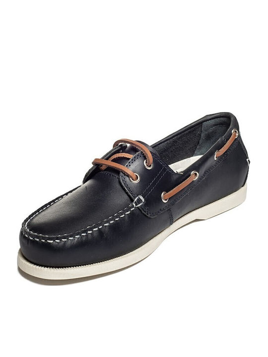Pantofi Mocasini Bărbați Boat Shoes Din Piele Albastru Închis