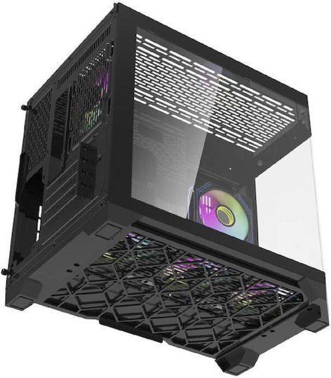 Aigo FT418 Геймърско бюро Midi Tower Компютърна кутия със страничен прозорец и RGB осветление Черен
