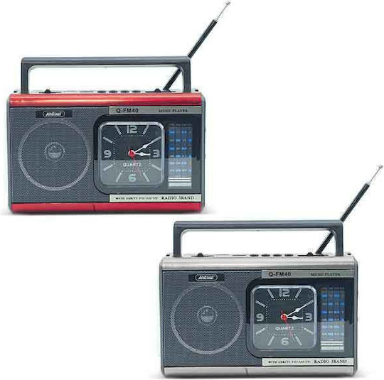 Andowl Q-FM40 Φορητό Ραδιόφωνο Μπαταρίας με USB Ασημί