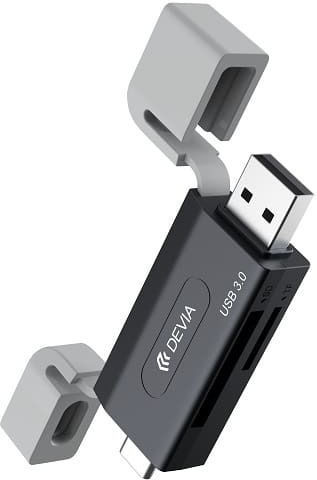 Hub Usb A + Usb C To Sd Tf Devia El239 2 1 Card Reader Smart Μαύρο Devia