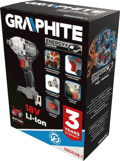 Graphite 58G028-1 Brushless Μπουλονόκλειδο Μπαταρίας 18V Solo με Υποδοχή 1/2"