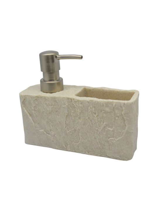 Polyester Dispenser Natural Stone Look Beige Color 16.5x5.5x13.8cm Ankor 842377