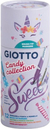 Giotto Candy Collection Drawing Markers Turbo Soft Brush 12 Colors 427700