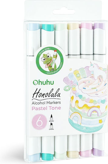 Ohuhu Honolulu Pastel Tone Markere de Desen Cu Două Vârfuri Set 6buc