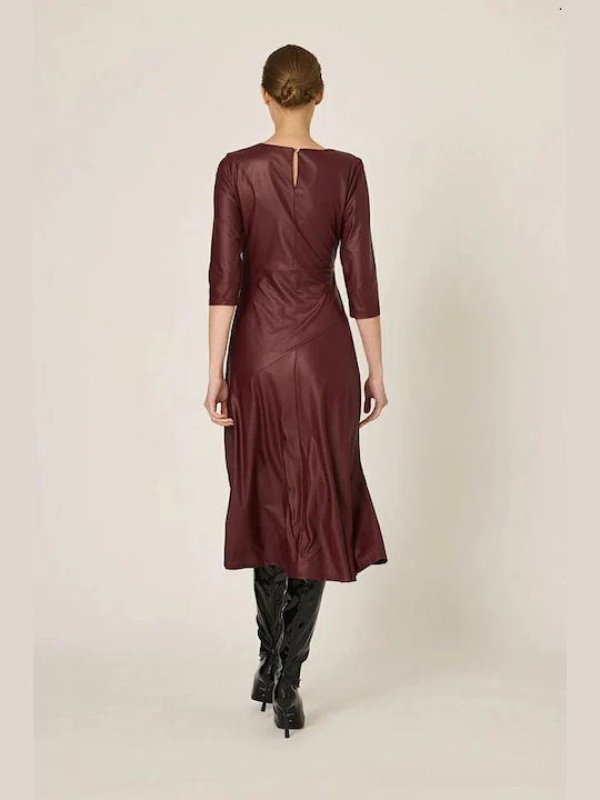 Desiree Leather Dress Burgundy