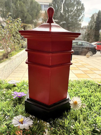 British Style Red Gold Wooden Money Box Height 22cm Base Diameter 12cm