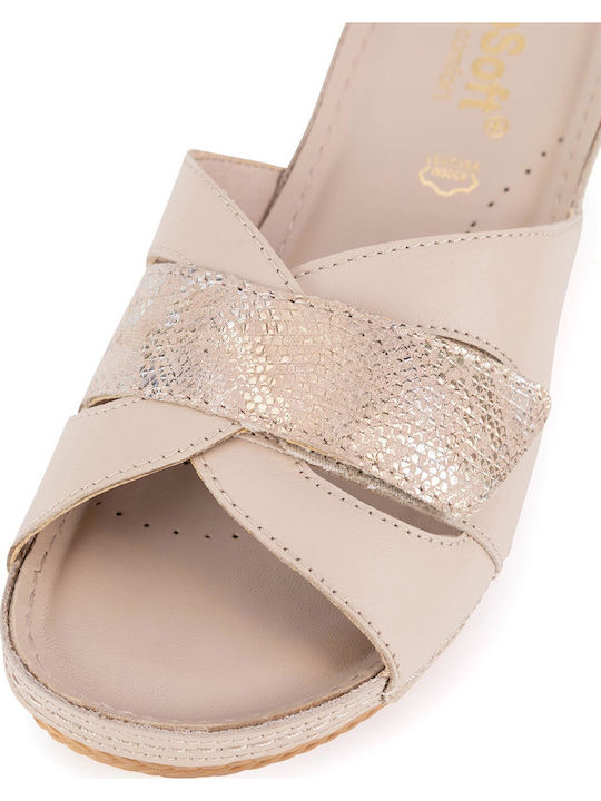 Damenplattformen Beige