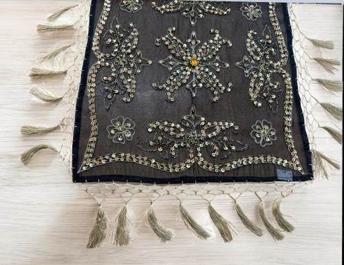 Linea Home Кариран Подредба 4бр Saira Black / Gold