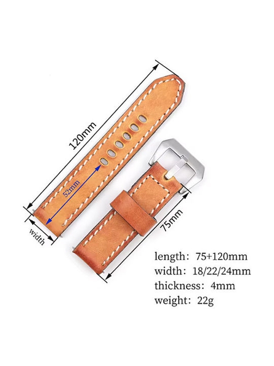 Lederriemen Tabac Braun 24mm