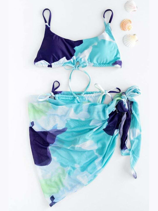 Set Bikini Set De Bikini Cu Burete Detașabil Tie Dye - Verde Turcoaz