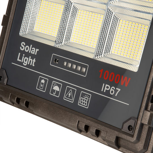 Jortan Στεγανός Ηλιακός Προβολέας LED 1000W Ψυχρό Λευκό 6000K με Τηλεχειριστήριο IP67