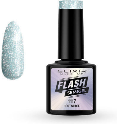 Elixir Flash Semi Gel Semi-Permanent Nail Polish 1117 Loft Space with Glitter 8ml 1pcs
