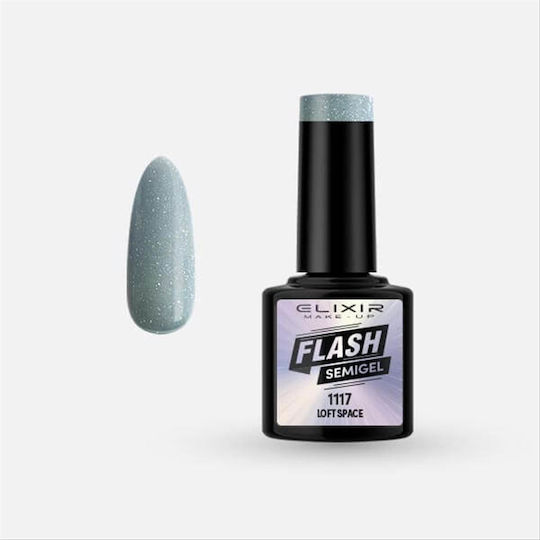 Elixir Flash Semi Gel Semi-Permanent Nail Polish 1117 Loft Space with Glitter 8ml 1pcs