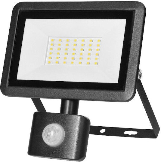 Orno Στεγανός Προβολέας LED 30W Φυσικό Λευκό 4000K με Αισθητήρα Κίνησης IP44